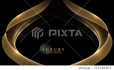 Composition with golden isolated frame on a black background 113190303