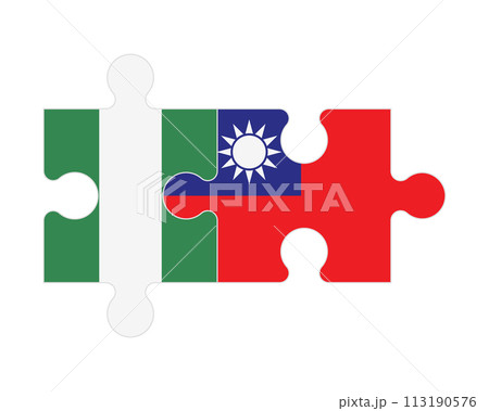 Puzzle of flags of Nigeria and Taiwan, vector Puzzle of flags of Nigeria and Taiwan, vector 113190576