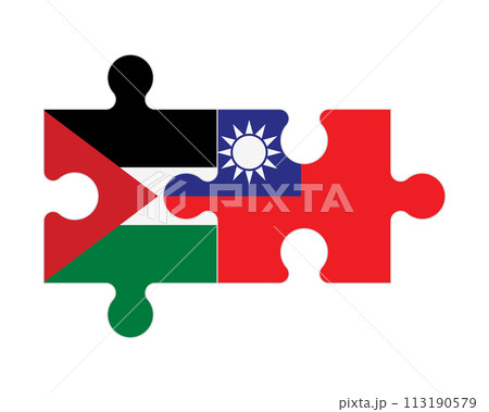 Puzzle of flags of Palestine and Taiwan, vector Puzzle of flags of Palestine and Taiwan, vector 113190579