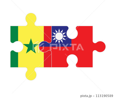 Puzzle of flags of Senegal and Taiwan, vector 113190589