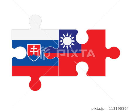 Puzzle of flags of Slovakia and Taiwan, vector Puzzle of flags of Slovakia and Taiwan, vector 113190594
