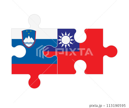 Puzzle of flags of Slovenia and Taiwan, vector Puzzle of flags of Slovenia and Taiwan, vector 113190595