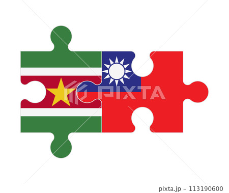 Puzzle of flags of Suriname and Taiwan, vector Puzzle of flags of Suriname and Taiwan, vector 113190600