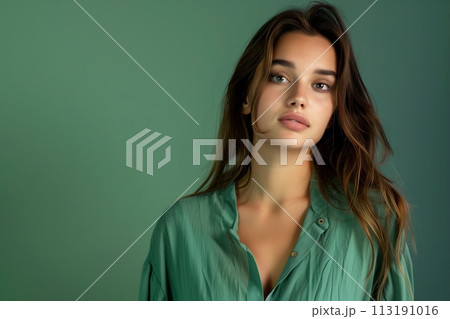 A woman with long brown hair 113191016