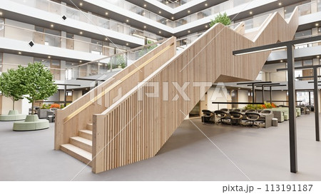 modern office building with stairway 113191187