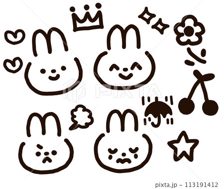 うさぎ　かわいい　表情　PNGあり 113191412