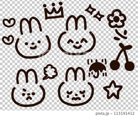 うさぎ　かわいい　表情　PNGあり 113191412