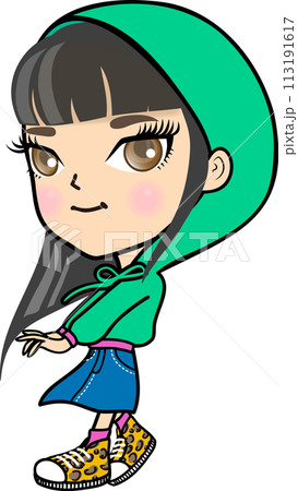 hiphop好きなかわいい年少_女の子キャラクター_全身 hiphop好きなかわいい年少_女の子キャラクター_全身 113191617