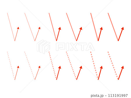 反射する矢印の素材のセット 反射する矢印の素材のセット 113191997