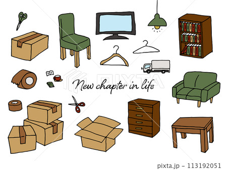 ペンを使った手描きの新生活のイラスト素材 113192051