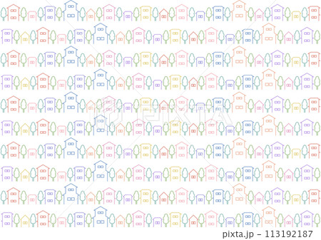 カラフルな家並み模様の背景イラスト 113192187