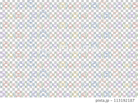 カラフルな家並み模様の背景イラスト 113192187