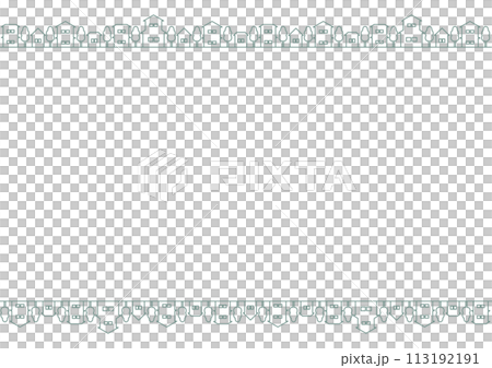家並み模様のフレームイラスト（緑色） 113192191