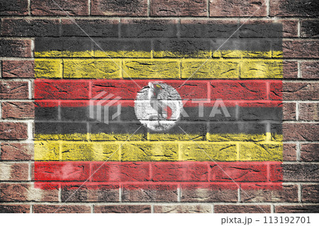 Uganda flag on a brick wall Uganda flag on a brick wall 113192701