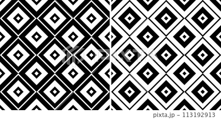 Set of Seamless Geometric Diagonal Squares Black and White Patterns. Vector Art. 113192913