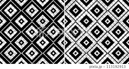 Set of Seamless Geometric Diagonal Squares Black and White Patterns. Vector Art. 113192913