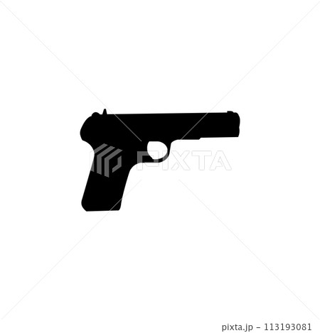 Pistol Gun Flat Vector Icon 113193081