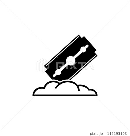 Razor Blade with Pile Cocaine Flat Vector Icon 113193198