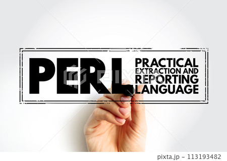 PERL - Practical Extraction and Reporting Language is a family of two high-level, general-purpose, interpreted, dynamic programming languages, acronym stamp concept background 113193482
