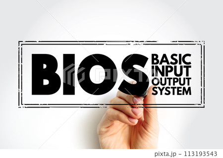 BIOS - Basic Input Output System is firmware used to provide runtime services for operating systems and programs, acronym concept stamp BIOS - Basic Input Output System is firmware used to provide runtime services for operating systems and programs, acronym concept stamp 113193543