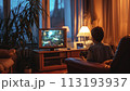 Boy Playing Video Game in Chair 113193937