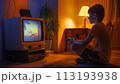 Little Boy Sitting, Playing Video Game 113193938