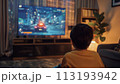 Boy Playing Video Game in Chair 113193942