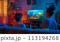 Two Children Playing Video Game 113194268