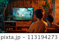 Boy Playing Video Game in Chair 113194273
