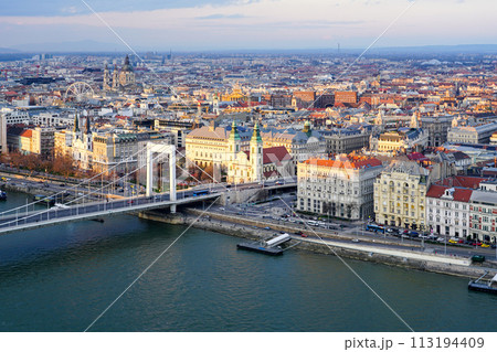 Beautiful Budapest panorama with Danube river with bridges from Gellert Hill 113194409