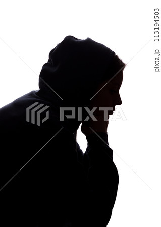 Young woman with grief dropped his arms 113194503