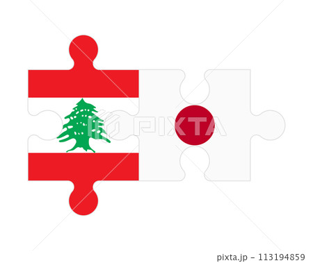 Puzzle of flags of Lebanon and Japan, vector 113194859