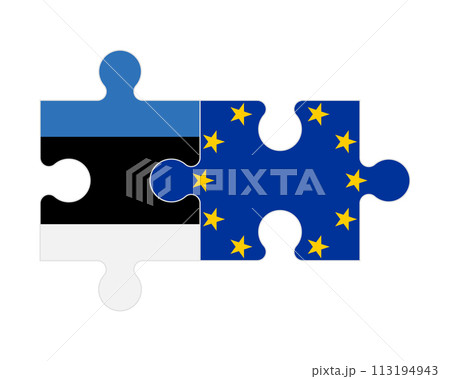 Puzzle of flags of Estonia and European Union, vector 113194943