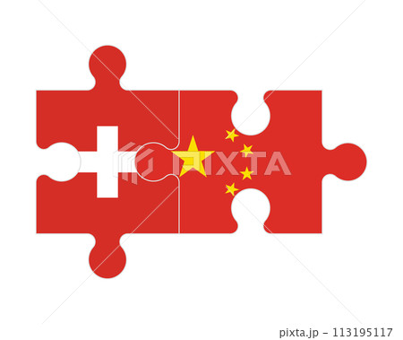 Puzzle of flags of Switzerland and China, vector Puzzle of flags of Switzerland and China, vector 113195117