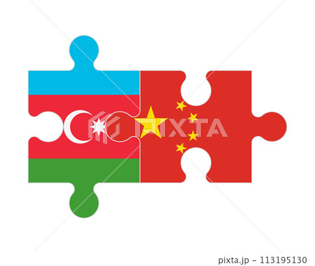 Puzzle of flags of Azerbaijan and China, vector 113195130