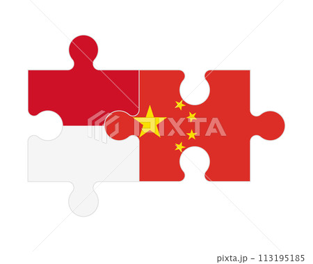Puzzle of flags of Monaco and China, vector 113195185