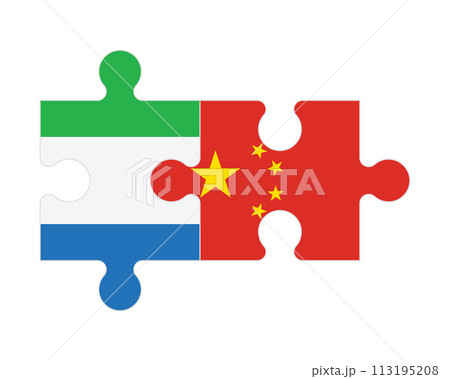 Puzzle of flags of Sierra Leone and China, vector 113195208
