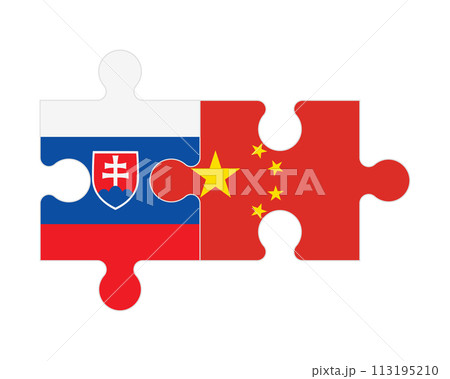 Puzzle of flags of Slovakia and China, vector 113195210
