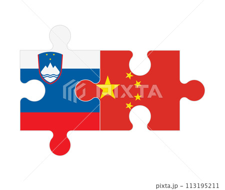 Puzzle of flags of Slovenia and China, vector 113195211