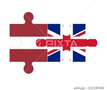 Puzzle of flags of Latvia and United Kingdom, vector Puzzle of flags of Latvia and United Kingdom, vector 113195302