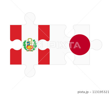 Puzzle of flags of Peru and Japan, vector 113195321