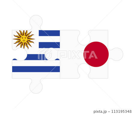 Puzzle of flags of Uruguay and Japan, vector Puzzle of flags of Uruguay and Japan, vector 113195348