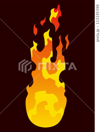 Fire animation sprite. Red and orange fire flame. Hot flaming element for game animation. Vector icon in cartoon style 113195398