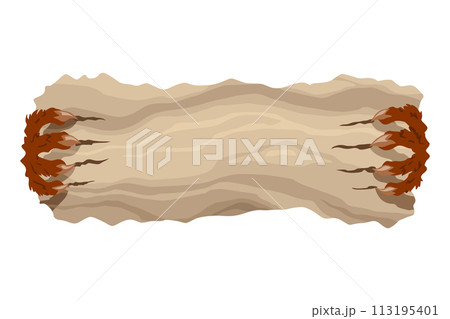 Monsters hands holding banner. Characters paws, creepy fingers with talons holding banner. Cartoon vector design 113195401