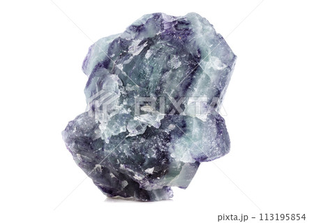 Macro mineral stone Fluorite on white background Macro mineral stone Fluorite on white background 113195854