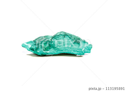 Macro mineral stone Malachite in the rock on a white background 113195891