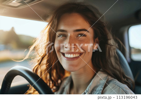 Joyful Driver on the Road 113196043