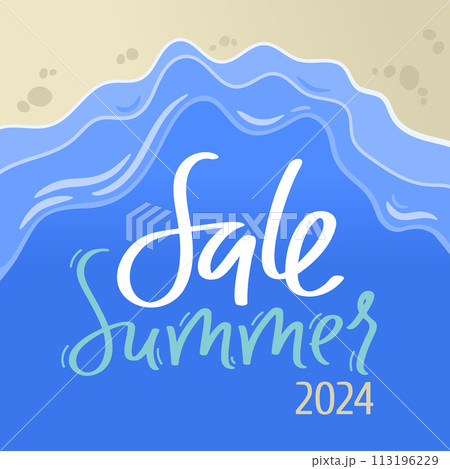 Summer sale 2024 banner. Top view of sandy beachのイラスト素材 [113196229] - PIXTA