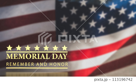 The gold text on Usa flag for memorial day concept 3d rendering. 113196742
