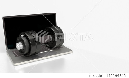 The dumbbell and Notebook for bodybuilding or life style concept 3d rendering. The dumbbell and Notebook for bodybuilding or life style concept 3d rendering. 113196743